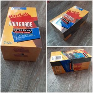 VHS Tape Cassettes Kodak T-120 High Grade Blank 6 Hrs Pack of 3 NEW SEALED